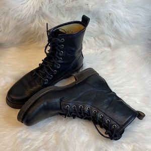 Frye black lace up boots